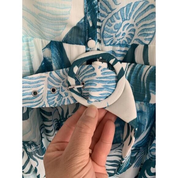 WHBM Sleeveless Nautilus Shirt Dress Women’s Size 2 Midi Button Front Belted - Picture 4 of 9